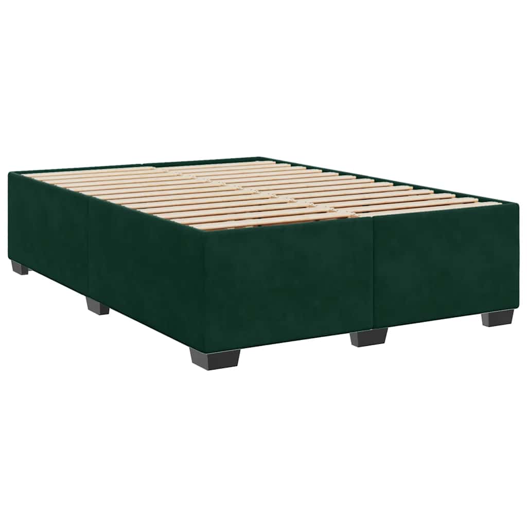 Box Spring Bed with Mattress Dark Green 140 x 200 cm Velvet