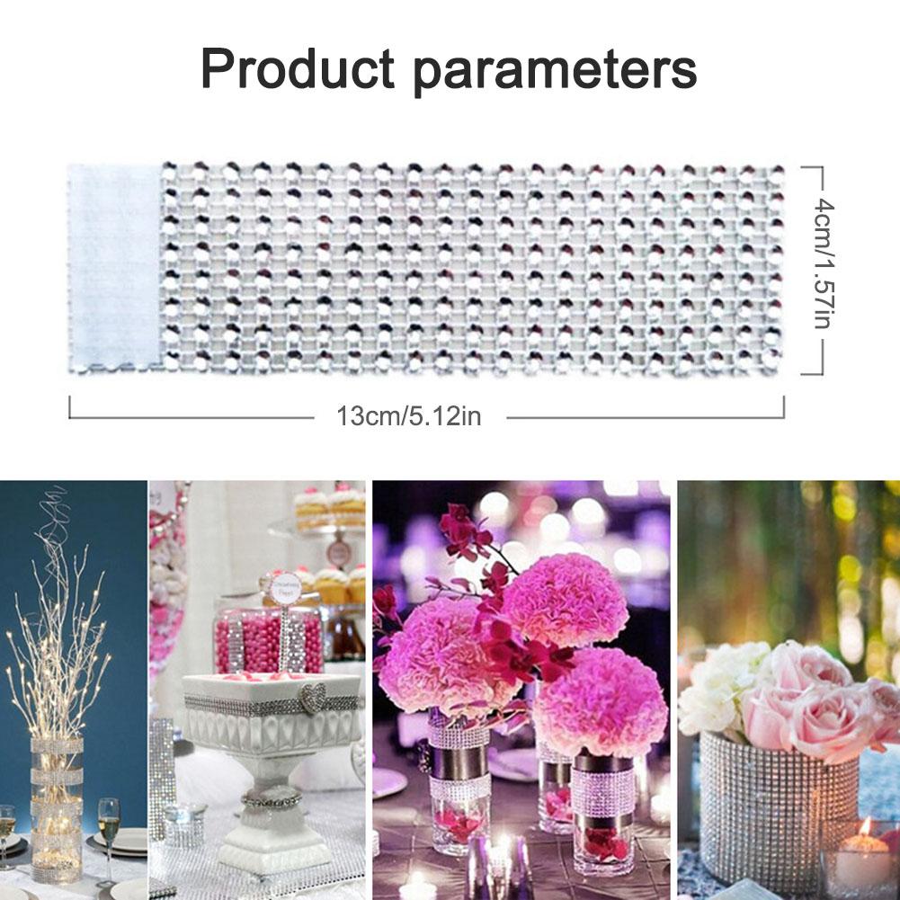 8-Row Rhinestone Napkin Rings Dazzling-Diamond Rhinestone Chair Sash Slips Formal Dinner Napkin Rings Stylish Table Settings