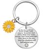 Cute Mobile Phone Lanyard Chain Sunflower Pendant Metal Stainless Steel Keychain Encouragement Message Pendant Charm Men Women