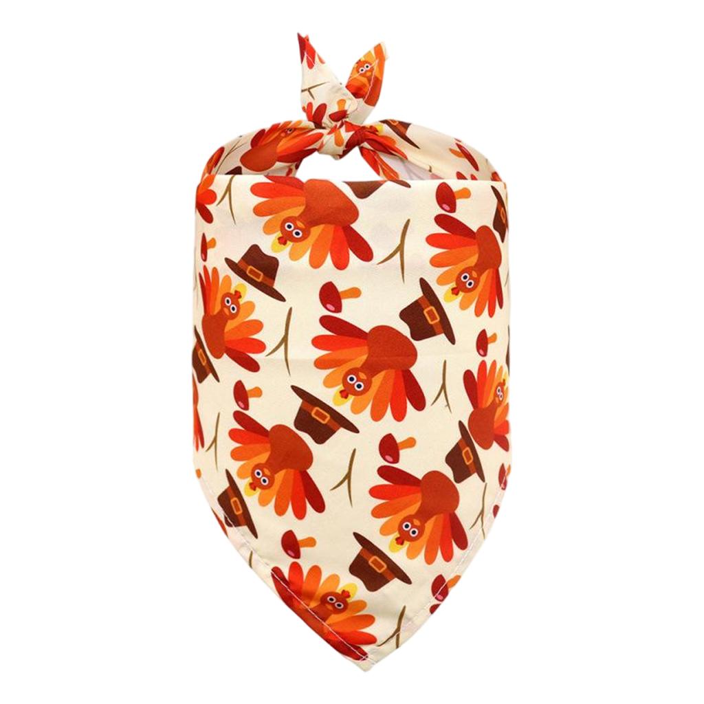 Thanksgiving Dog Bandana Medium Size Adjustable Pet Scarf with Pumpkin Pattern for Holiday Seasonal Wear and Comfortable Fit
