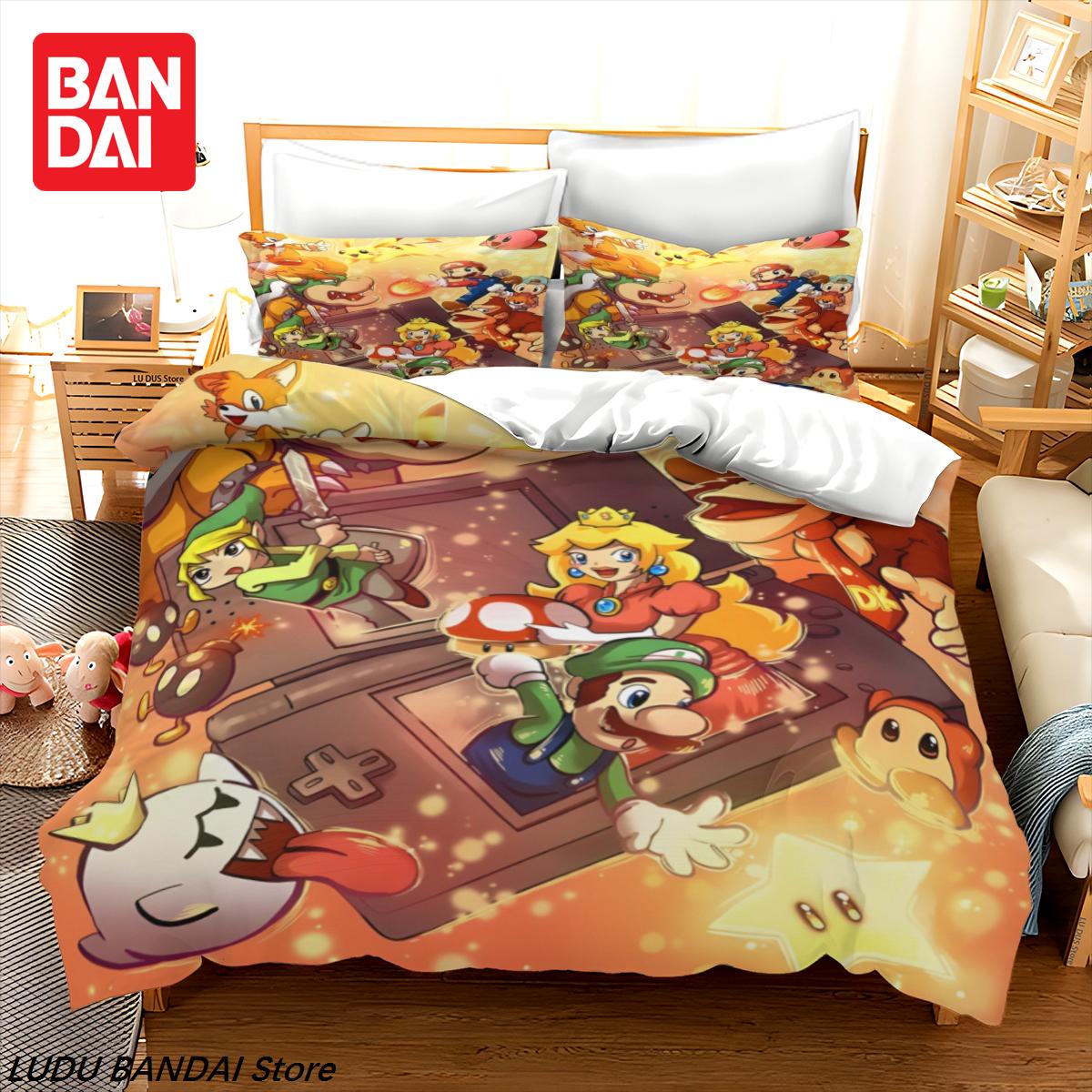 

3D Anime Super Mario Bedding Set Super Mario Duvet Cover Double Twin Full Queen King Adult Kids Bedclothes Mario Quilt Cover 135x200cm