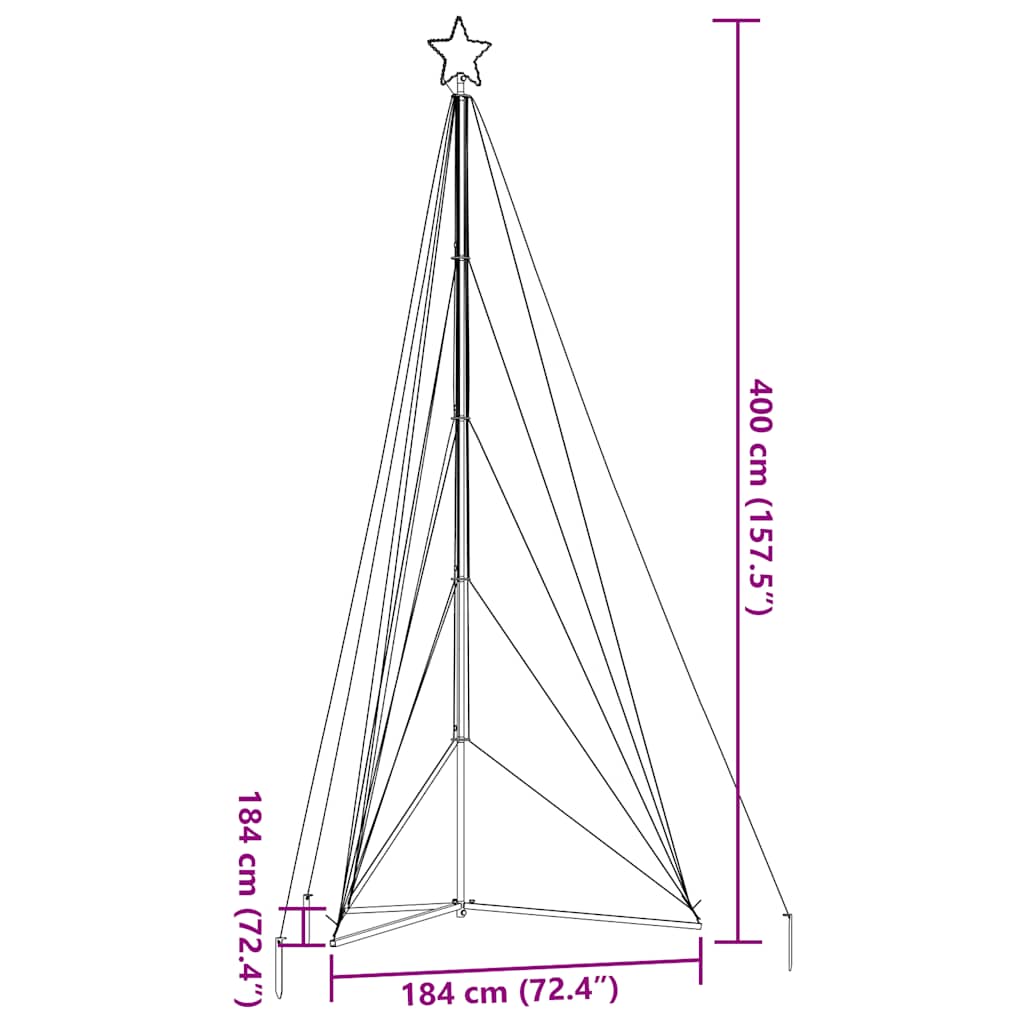 LED Christmas Tree 615 Warm White LEDs 404.5 cm