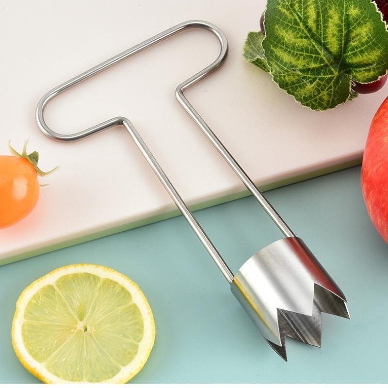 1/2Pcs Kitchen Tools T-Shaped Stainless Steel Corer Fruit Pitter For Olive Date Peach Kitchen Accessories