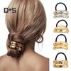 3/4Pcs Hair Rope Golden Metal Decor Hair Tie Cuff High Elasticity Hair Rope Bands Black Hair Accessories Ponytail Holder