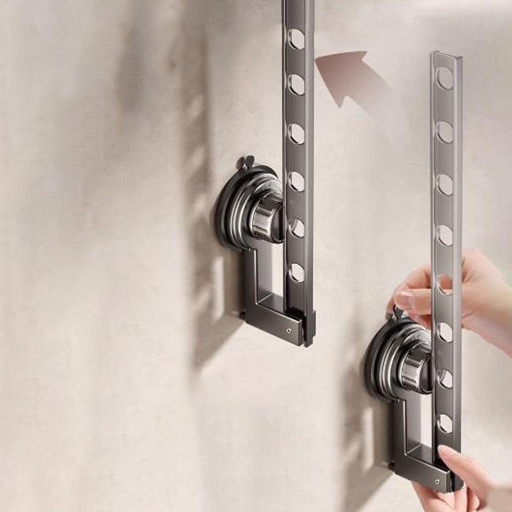 Space Aluminum Suction Cup Clothes Drying Rack Wall-mounted Retractable Laundry Rack  Indoor