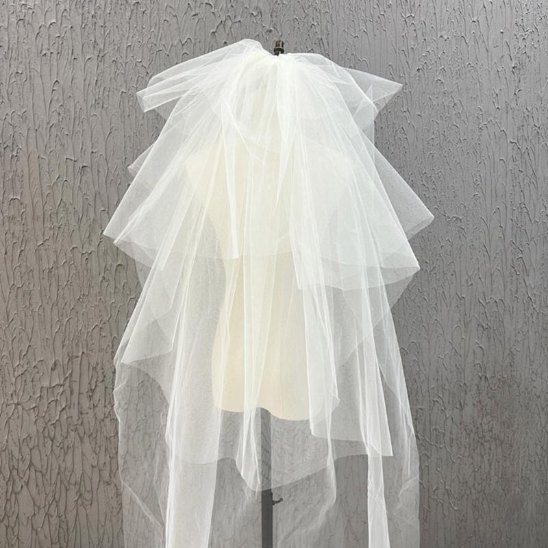 Cathedral Bridal Headpiece White Bride Veils Comfortable and Multilayer Tulle Veils Headpiece for Wedding Ceremony Wear