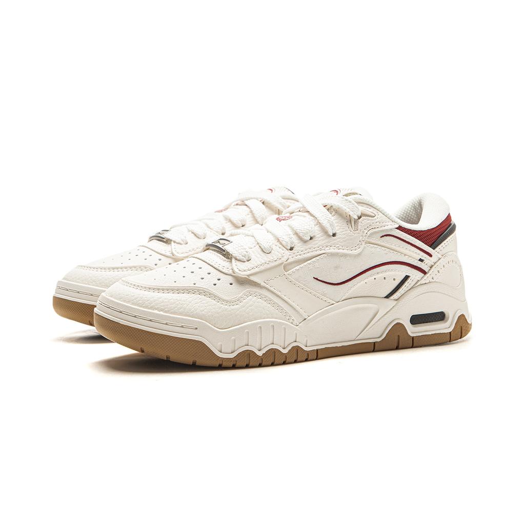 New LiNing Moon White 3 Cushioning Lightweight Low Top Skateboard Shoes Women's Beige Red AGCV078-14