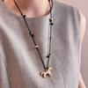 Cute Smooth Surface Matte Color Cartoon Horse Multicolor Beads Pendant Necklaces For Women Adjusting Rope Sweater Chain