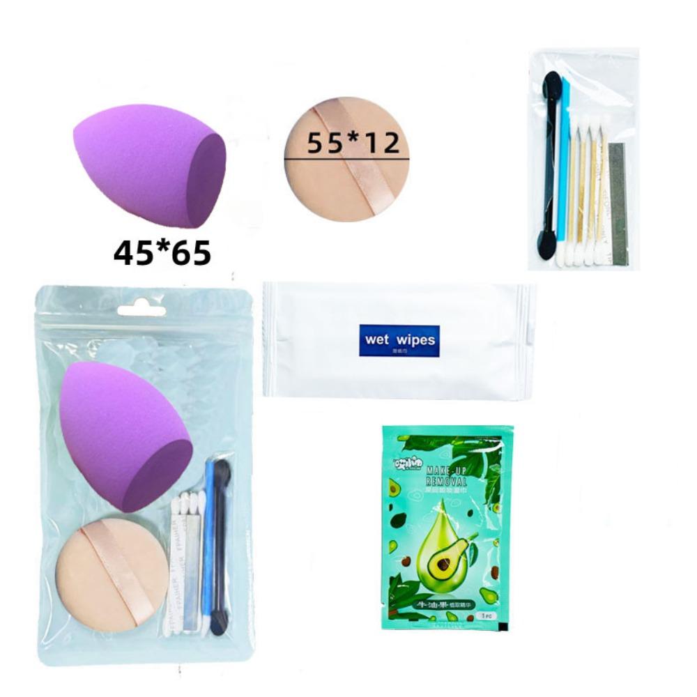 Quick Blending Disposable Makeup Set Soft Dry Wet Use Beauty Tools Makeup Supplies Lip Brushes Powder Puff Kit
