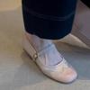 Sheepskin Version~ Genuine Leather French Retro Brock Engraved Mary Jane Small Leather Shoes Women's Versatile Flat-bottomed Shallow Mouth Single Sho