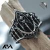 Nieuwe Unisex Geometrische Textuur Kasteel Ring - Klassiek Retro Gotisch Mode Accessoire voor Vakantiecadeau