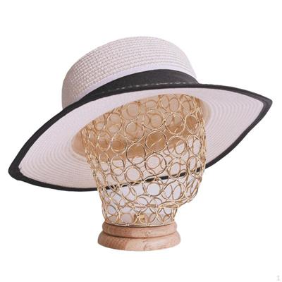 Hat Display Stand, Metal Hollow Mannequin Head with Wooden Base Wig Holder Stand for Caps,