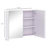 Mirror Cabinet, Wall Mount Bathroom Storage Cabinet with Adjustable Shelf, Double Door Cupboard, 70 x 15 x 60 cm, White