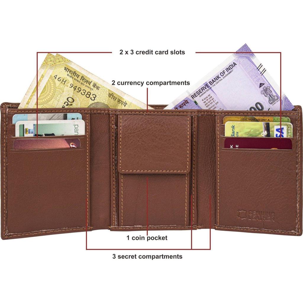 Herren Freizeit Echtleder RFID Geldbörse - Mini (6 Kartenfächer)