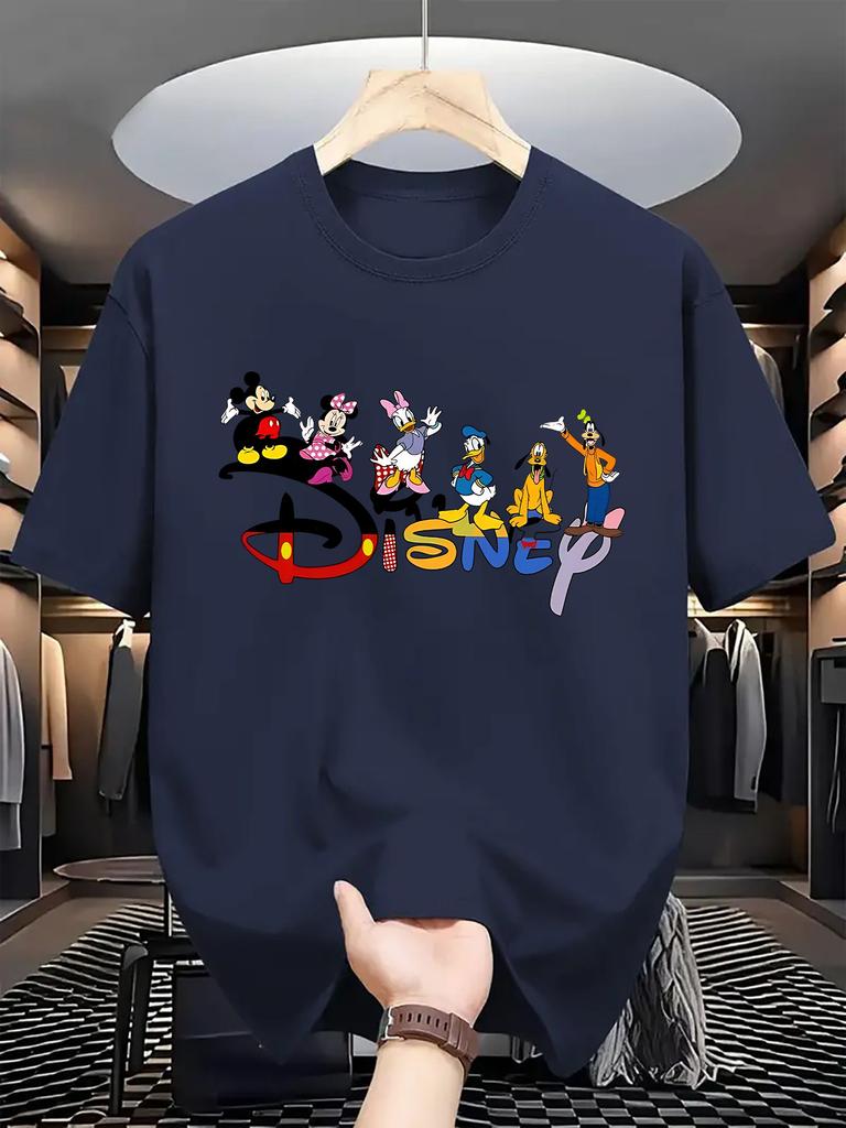 Disney Mickey Minnie Goofy Graphic TShirt Women Men Casual O Neck Short Sleeve Cotton Tops Soft Cotton Cartoon Print Tees