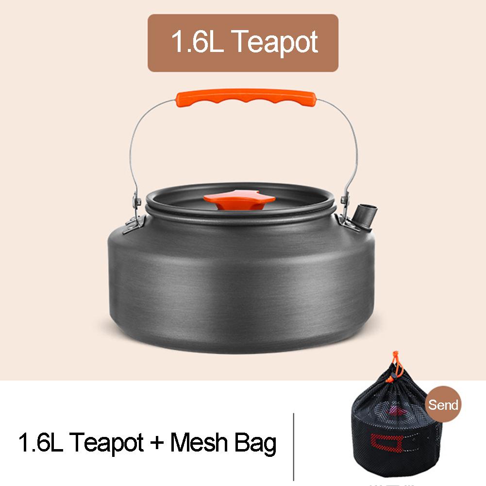 0.8/1.6L Camping Kettle Lightweight Water Kettle Anti Scald Handle Coffee Pot Portable Camping Teapot for Fishing Mountaineering