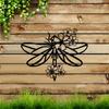 Metal Dragonfly Wall Art Iron Sculpture with Floral Detail Indoor Outdoor Decor Living Room Bedroom Gift Rustic Nature