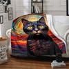 1pc Colorful Cat Art Soft & Warm Polyester Knit Blanket, Digital Printed, All-Season Throw for Napping, Traveling, Sofa yy250906020