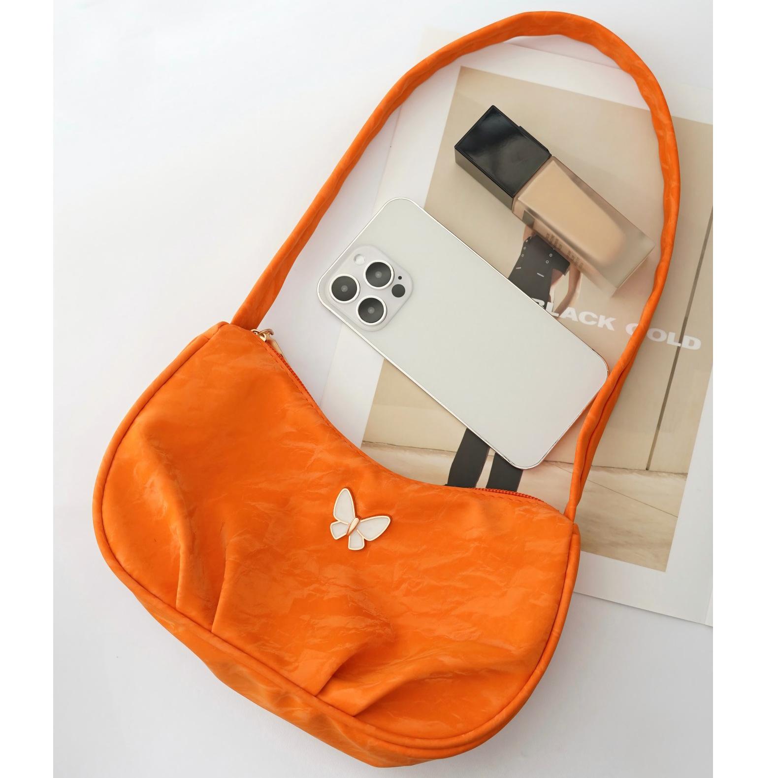 JYL TS Women s Sling Bags  Commute Bag 076 Hand Hold PU Butterfly Pleated Bag фламинго розовый