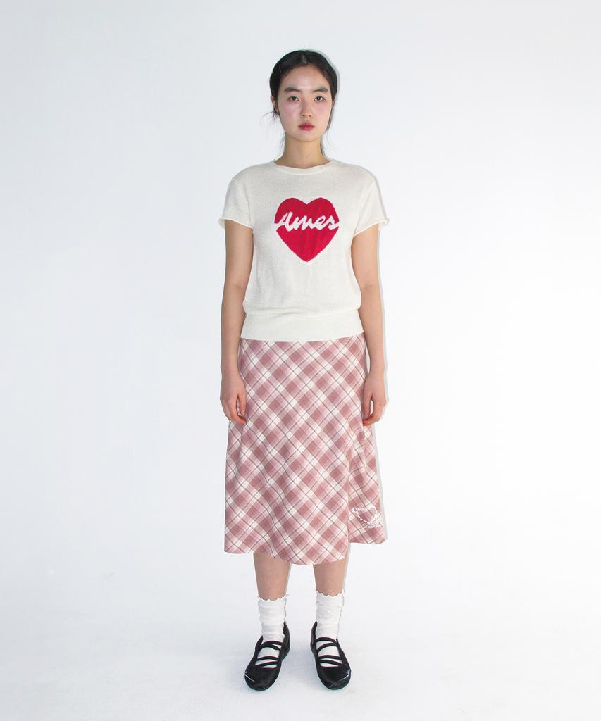 Ames Worldwide Grace Flared Midi Skirt Pink