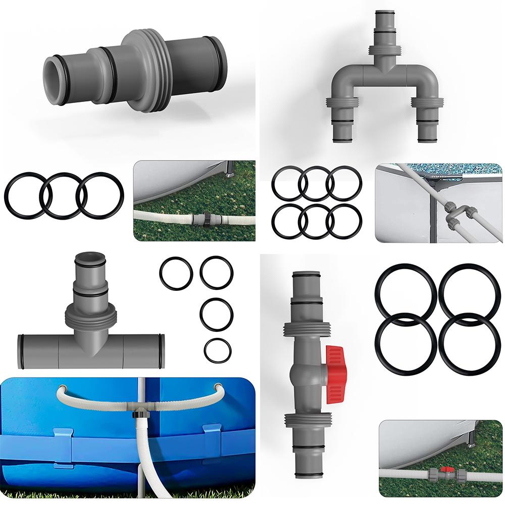 Replaceable Swimming Pools Hose Connector Coupling Interconnecting Coupler with Rubber O-Ring T-Joint Pipe Filter Pump Adapter