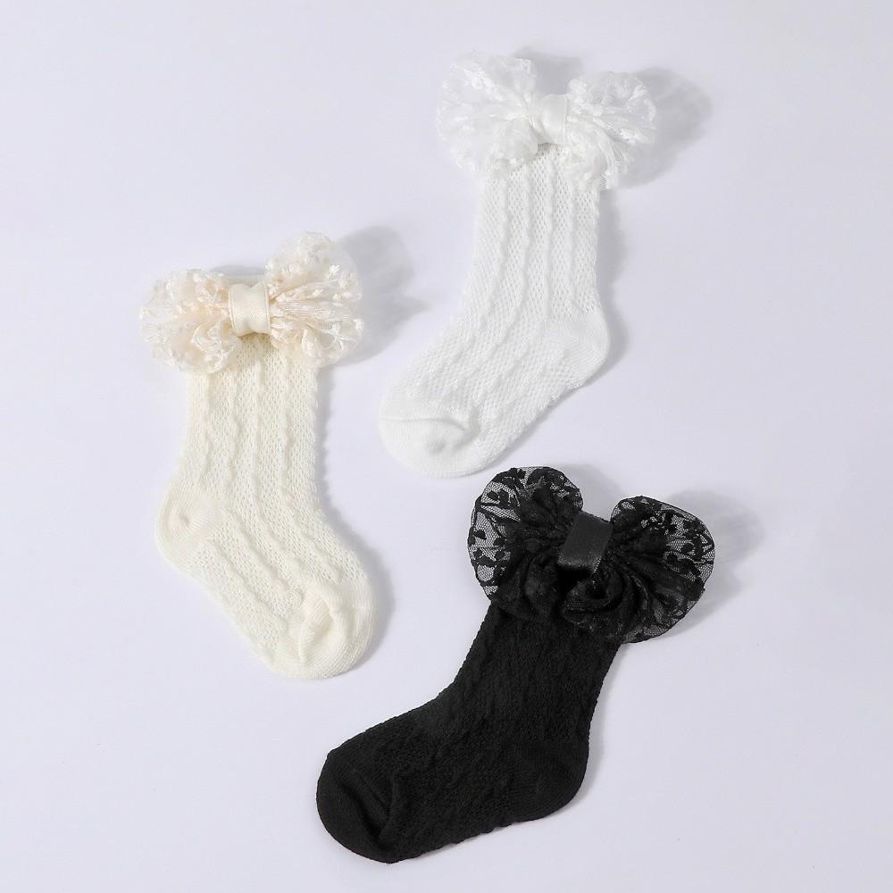 2PCS/Set Lace Bow Baby Headband Socks Solid Color Infant Hair Accessory  3-12M Newborn Baby Girl