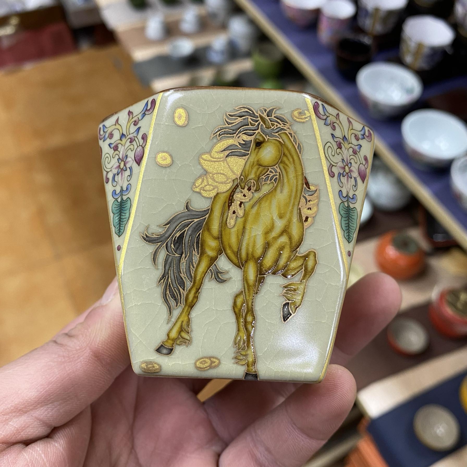 

Big Rooster Tea Cup Owner s Exclusive Square Teacup Ru Kiln Cracked Ceramic Cup Good Luck and Great Prosperity Drinking Utensils 150ml