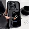 Cute Cartoon Black White Cat Phone Case For iPhone 16 Pro Max 15 14 13 12 11 XS XR X 8 7 15 Plus Shockproof Soft Silicone Cover