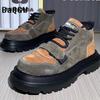 Jesień Nowa Luksusowa Marka Color Block Projektant Buty Męskie Gotyckie Buty Motocyklowe Męskie Casual Skórzane Buty Outdoorowe Botki Męskie