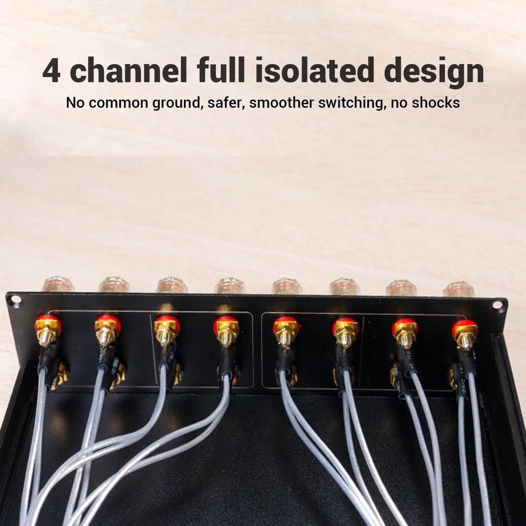 Selector switch from 2 amplifiers to 2 speaker manual switcher splitter combiner box with copper banana sound 2 in 2 audiophile SPLP2 speakers,