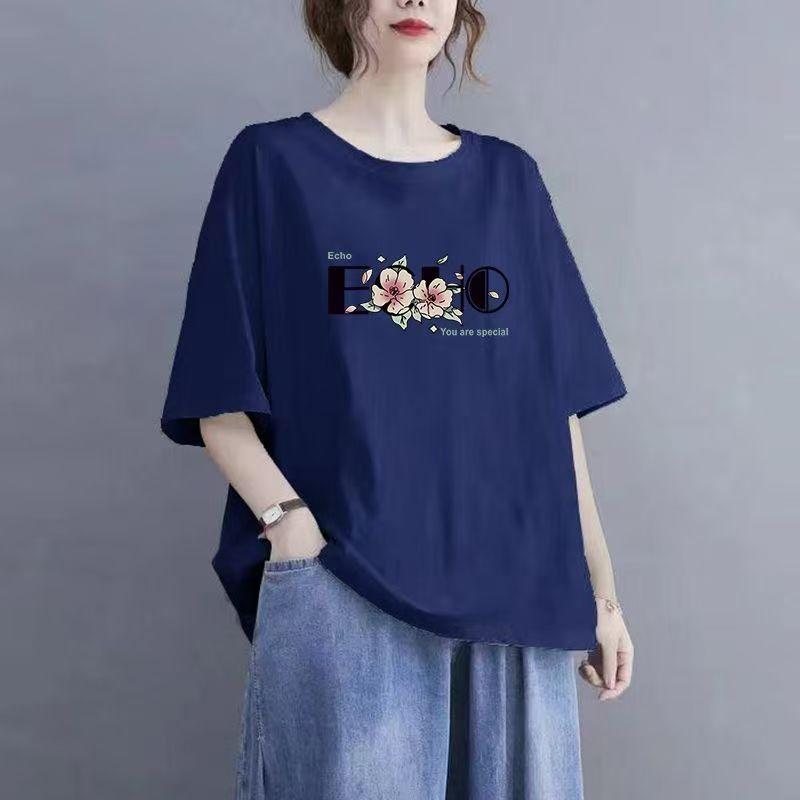 Summer New Short-sleeved T-shirt Women Loose Women's Printed Half-sleeve Tops