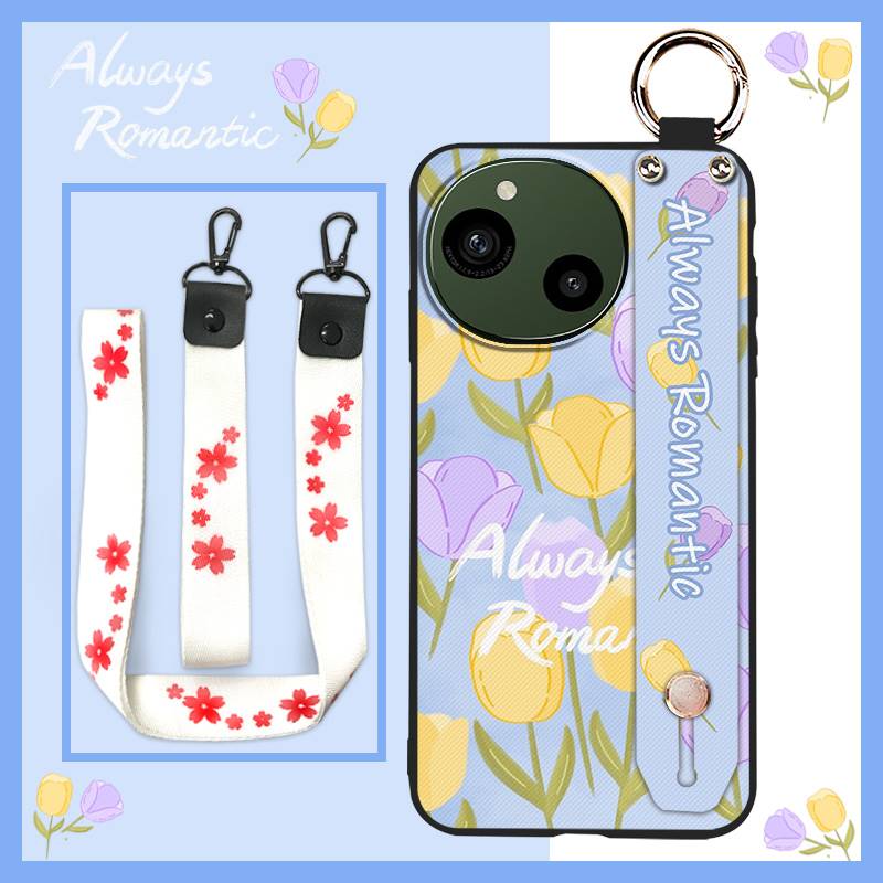 Wrist Strap Waterproof Phone Case For Sharp Aquos R9/SH-51E Oil Painting Anti-knock Ring Durable Kickstand Soft case