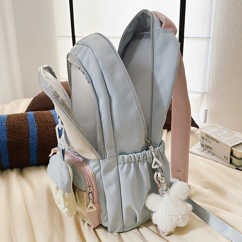 Color Block Junior High School Student Schoolbag Women's Large Capacity Travel Backpack Student Backpack