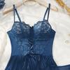 A Full Set Of Blue Plus Size Transparent Lingerie Suits Lace Bra Garter Belt Thong Sets Hot Women's Erotic Underwear Night Dress