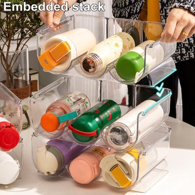 Wasserflaschen-Organizer für die Speisekammer, stapelbarer Getränkehalter für Küchenschränke, transparenter, verstellbarer Becherhalter für verschiedene Flaschen und Gläser
