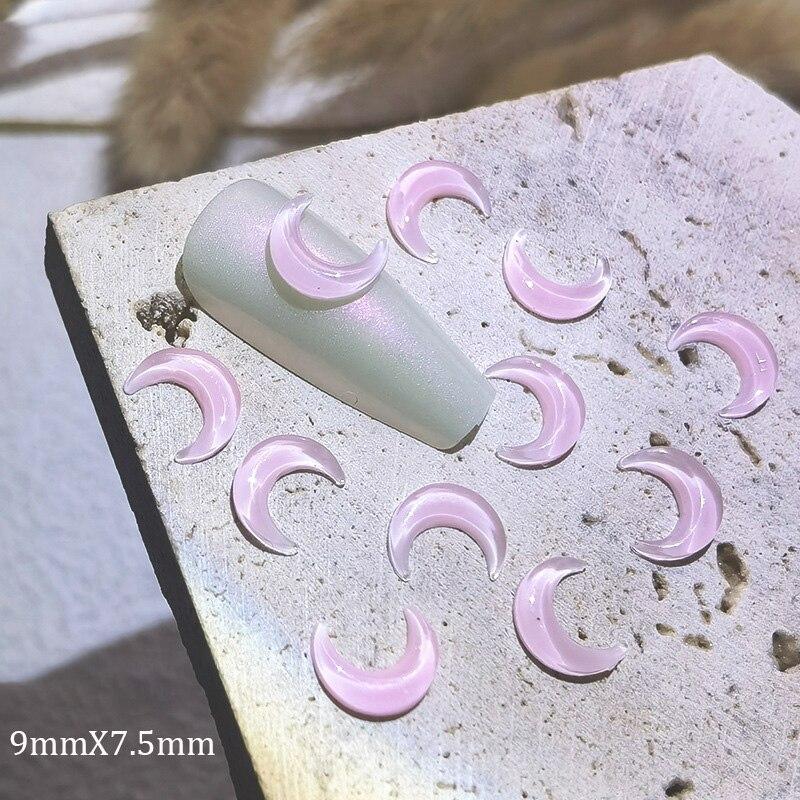20 Stück Crescent Moon Nail Art Dekorationen Harz Eis klare Edelsteine ​​Strass Nägel Zubehör 3D DIY Maniküre Teile Charms LXY
