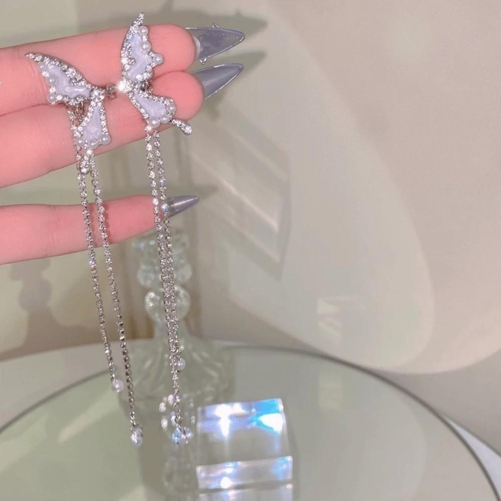 1 Pair Long Tasse No Piercing Earring Luxury Design Tassel Earring Ear Cuff Female Accessories