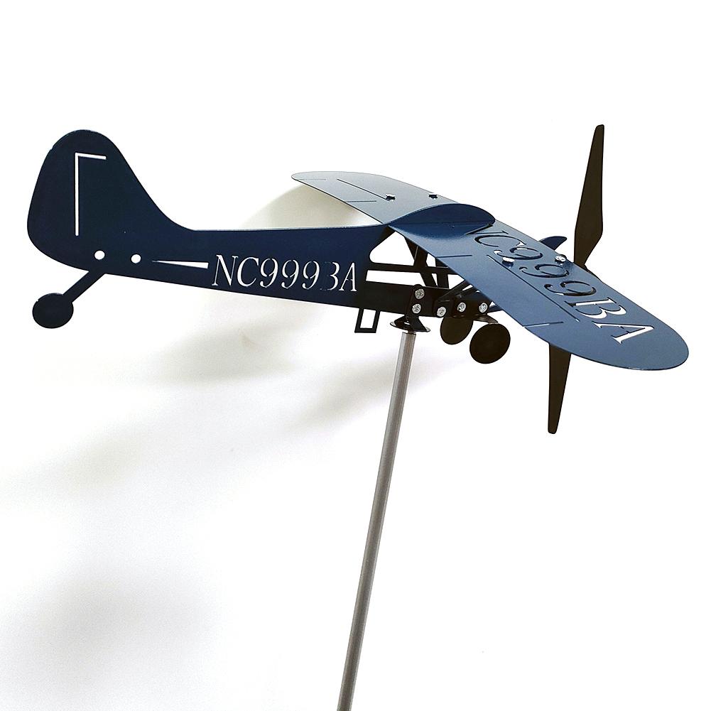 3D Piper J3 Cub Rüzgar Gülü Uçak Metal Uçak Rüzgar Gülü Dış Mekan Çatı Rüzgar Yönü Göstergesi Rüzgar Gülü Bahçe Dekorasyonu