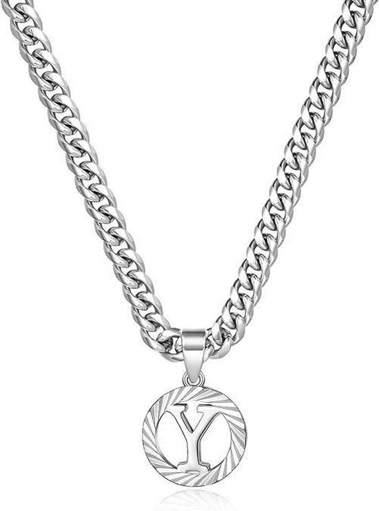 Unisex European & American Silver Letter Clavicle and Cuban Chain - Perfect Holiday Gift