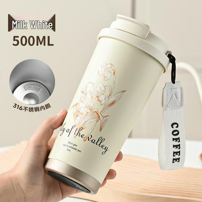 

Lily of the Valley Stainless Steel Insulated Travel Mug with Straw 500ml