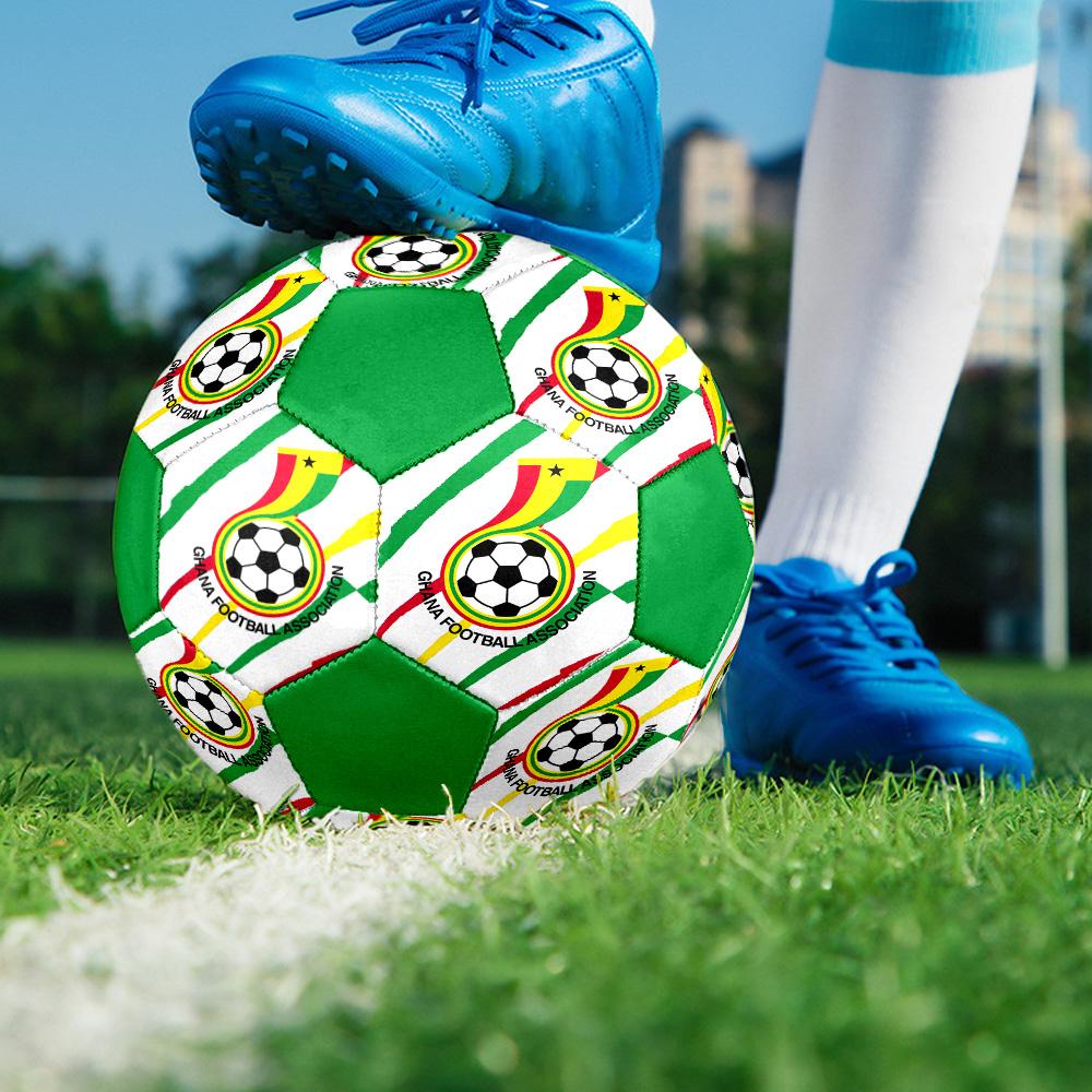 Ghana Football Indoor Soccer Ball Colorful All Ages Size 5 Machine Stitched PVC Competition Ready Durable High-Bounce