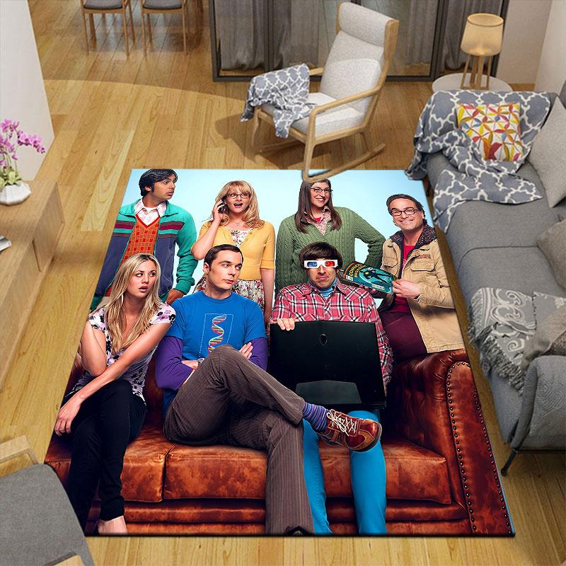 The Big Bang Theory Flannel Printed Carpet, Home Sofa Decoration for Living Room & Bedroom, Non‑Slip Play Flannel Floor Mat for Game Room