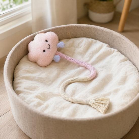 jijijing Cotton Rope Cat Toy, Silent Plush Cloud Carrot Cheese Chew Stuffed Crocodile Toy for Indoor Cats Teething Relief, Interactive Play