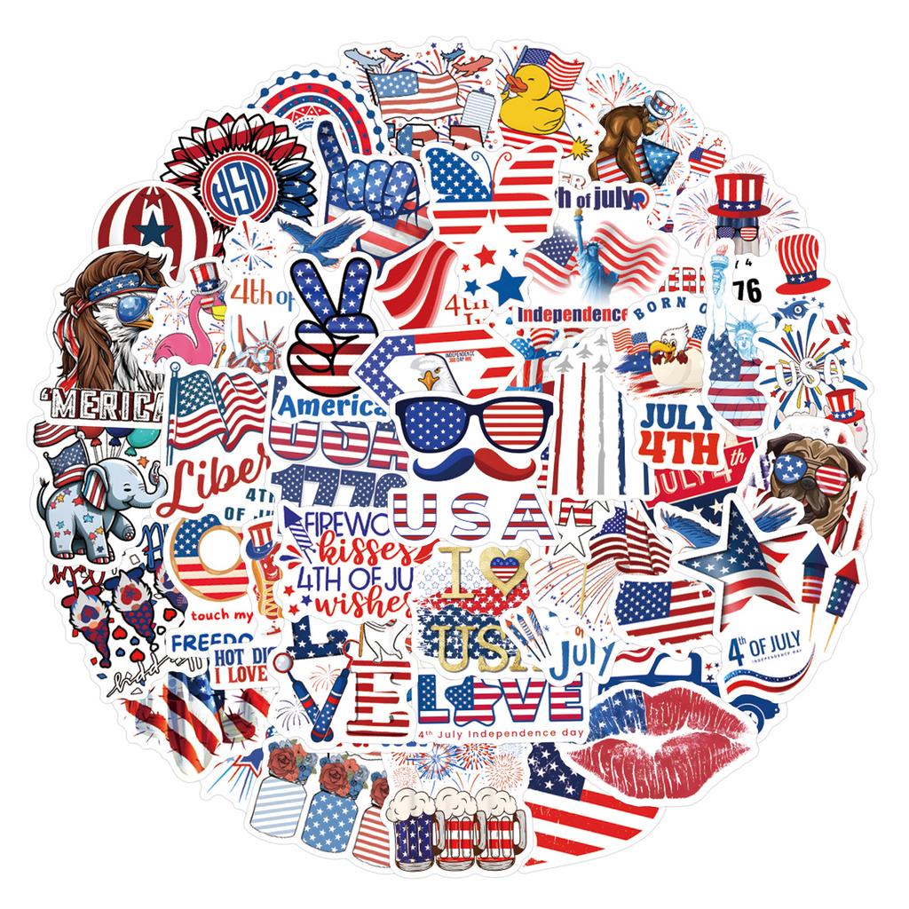 55 New Independence Day Graffiti Stickers Decorate Suitcase Water Cup Stickers