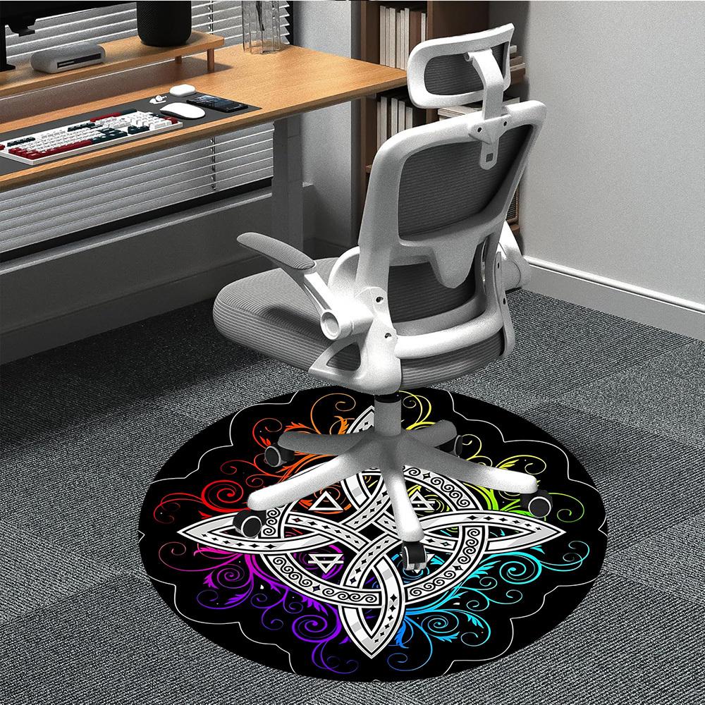 1pc Celtic Mandala Office Round Area Rug, Indoor Mat Suitable For Office, Under Office Chairs Bedroom Living Room Home Decor, Room Deco