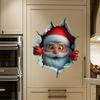 3D Stereo Santa Claus Break-Through Wall Decal Vinyl Christmas Wall Stickers, Removable Holiday Decor for Home and Living Spaces