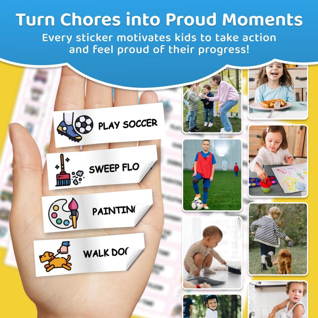 Upgraded Slider 3 in 1 Bedtime/Morning/Weekly Routine Chart for Kids, Magnetic Chore Chart for Kids with 99 Stickers, Cute Visual Schedule for Kid