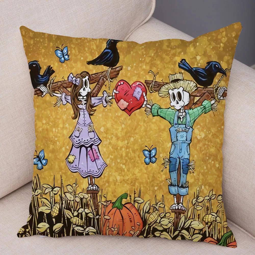 Capa de Almofada de Desenho Animado Fofa Colorida Caveira Fronha Carro Sofá Decoração para Casa