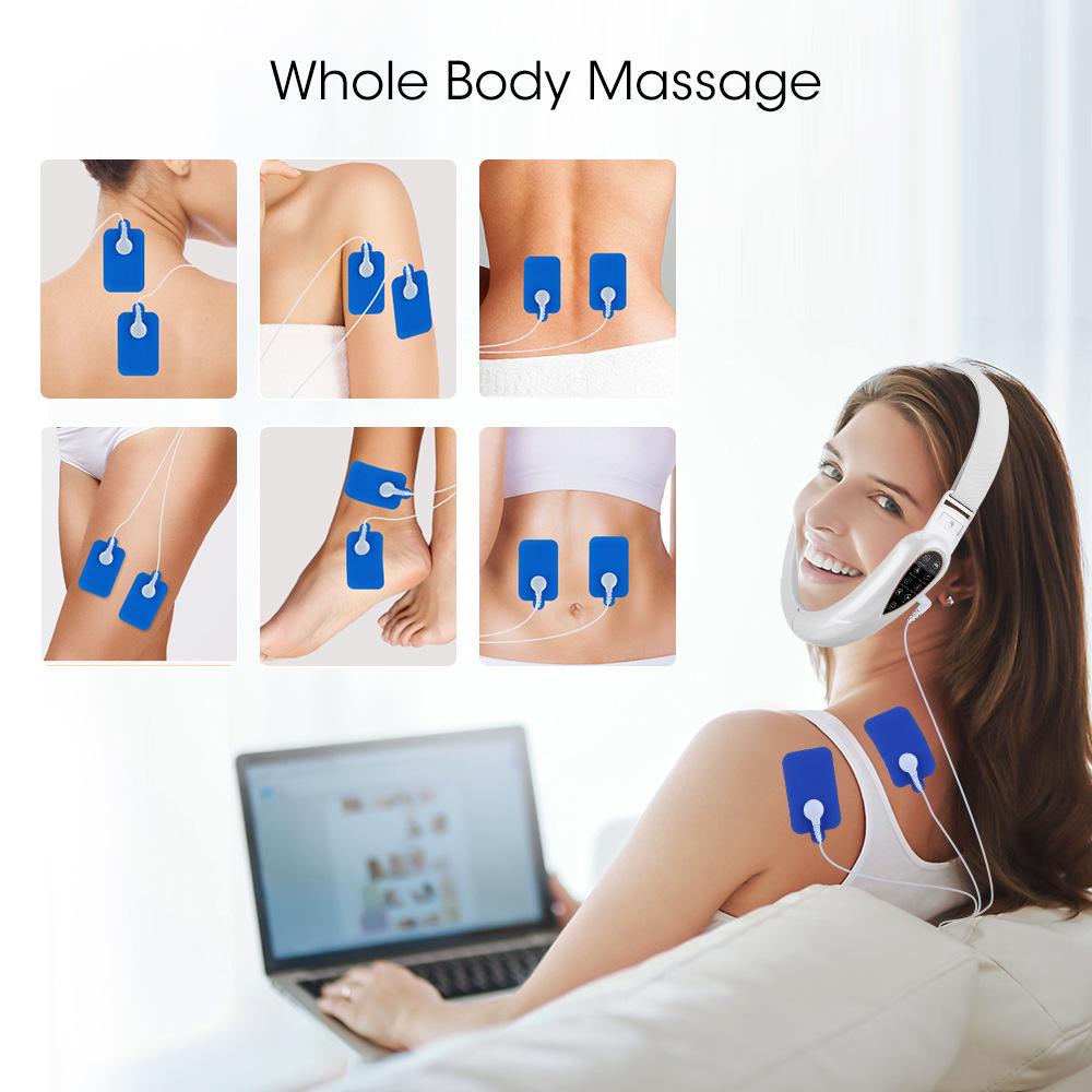 EMS Vibration V-Face Device: Remote-Controlled Beauty Massager with 5 Color Light Modes for Facial Care