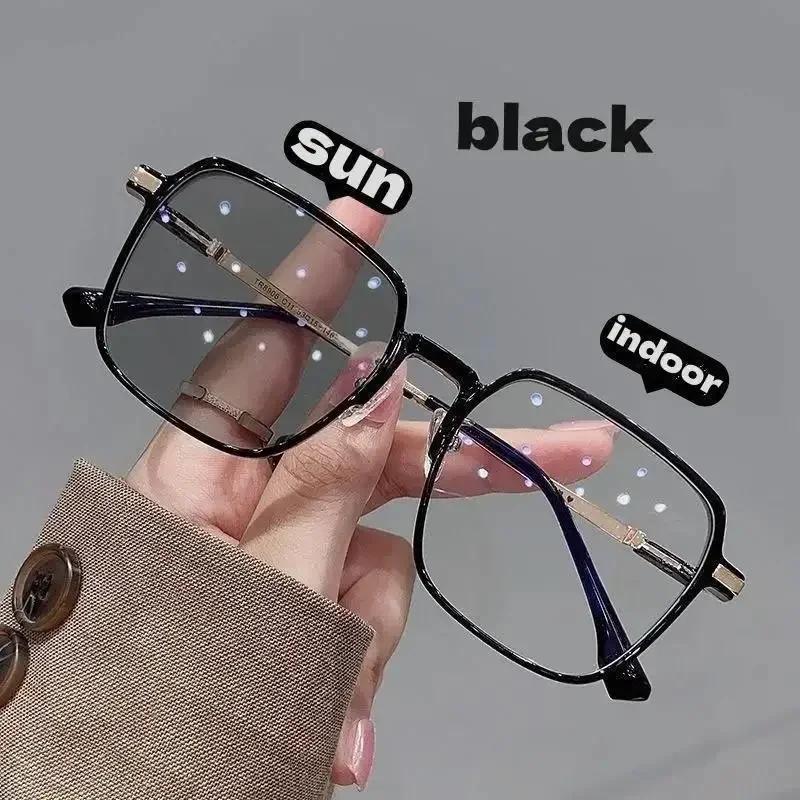 Photochrome Anti-Strahlungsbrille für Damen Herren Sonnenbrille Brille Eckige Fassung Schatten Computer Anti Blaulicht Brille